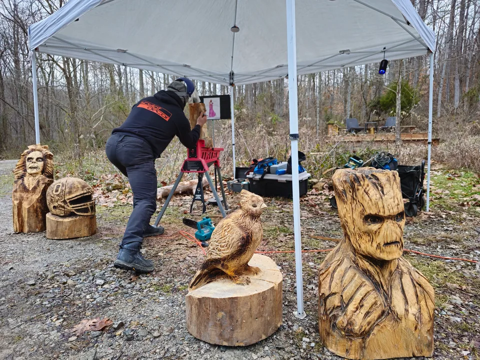 Sculpture performance in progress with audience