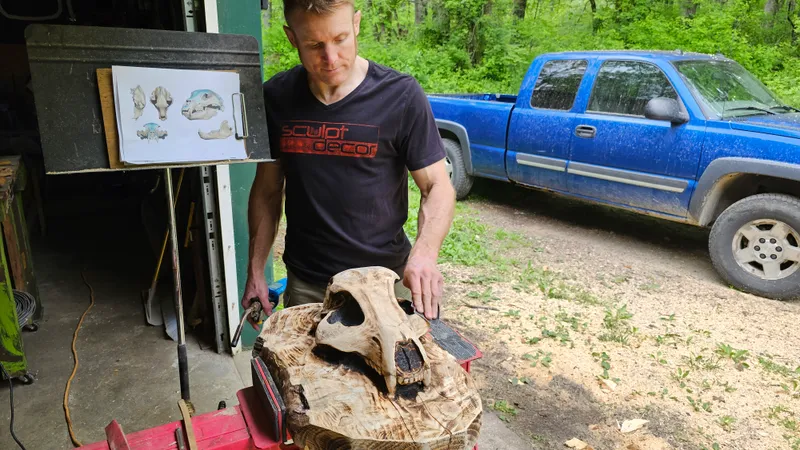 Custom bear skull sculpture