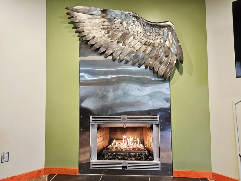 Stainless Steel Hawk Wing Fireplace Surround