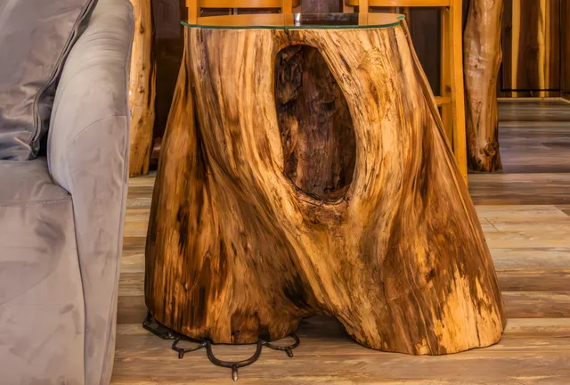 Custom black walnut table installed in Art Lodge kitchen at Raven's Retreat