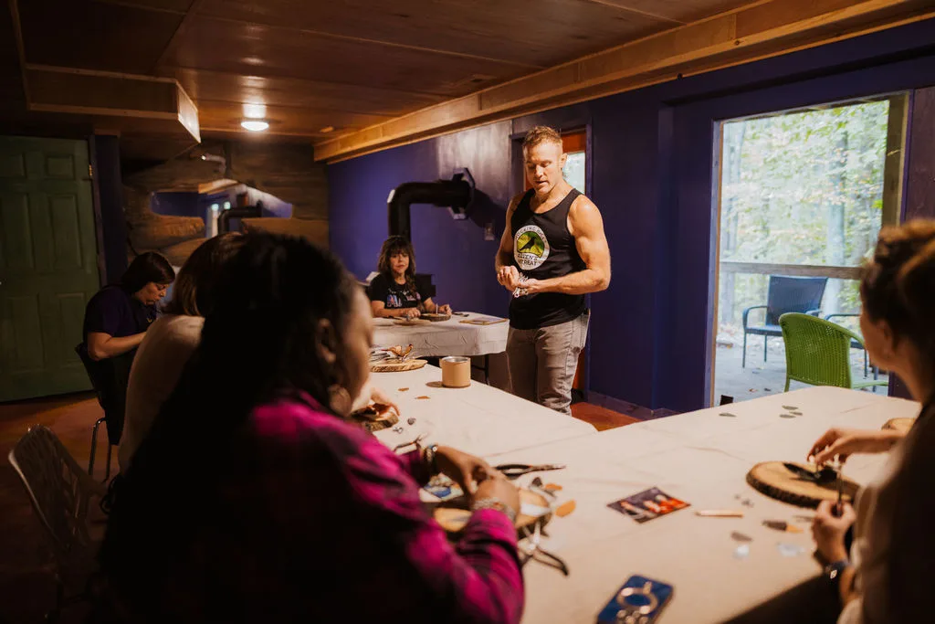 Dustin leading an art workshop session